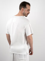 T-Shirt Oversized Μονόχρωμη με Ραφή Λευκό