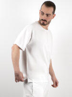 T-Shirt Oversized Μονόχρωμη με Ραφή Λευκό