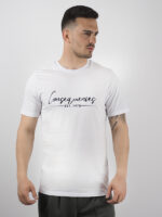 T-Shirt Slim Fit Mε Στάμπα Λευκό