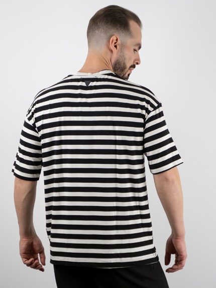 T-Shirt Oversized Ριγέ Λευκό