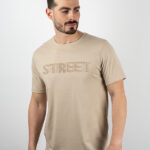 T-Shirt Regular Fit Με Κέντημα Μπέζ