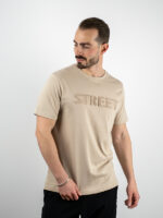 T-Shirt Regular Fit Με Κέντημα Μπέζ