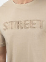 T-Shirt Regular Fit Με Κέντημα Μπέζ