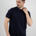 T-Shirt Regular Fit Mονόχρωμη Μπλέ