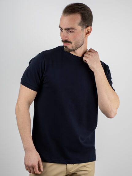 T-Shirt Regular Fit Mονόχρωμη Μπλέ