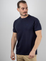 T-Shirt Regular Fit Mονόχρωμη Μπλέ