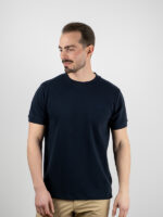T-Shirt Regular Fit Mονόχρωμη Μπλέ
