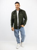 Πουκάμισο Μάλινο Slim Fit Λαδί