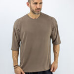 T-Shirt Oversized Mονόχρωμη Καφέ
