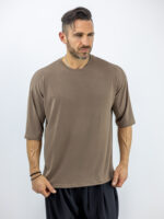 T-Shirt Oversized Mονόχρωμη Καφέ