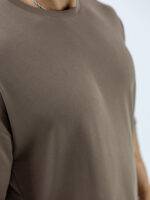 T-Shirt Oversized Mονόχρωμη Καφέ