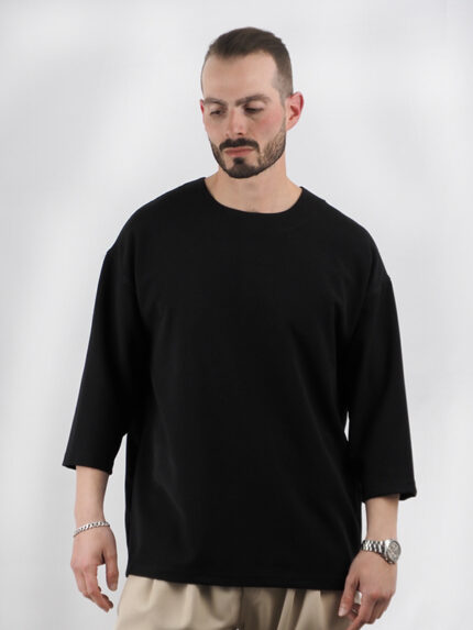 T-Shirt Oversized & Πιέτα στην Πλάτη Μαύρη