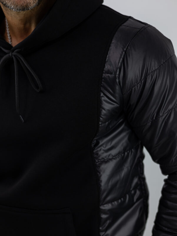 Φούτερ Καπιτονέ Regular Fit & Κουκούλα Μαύρο