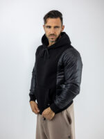 Φούτερ Καπιτονέ Regular Fit & Κουκούλα Μαύρο