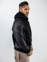 Φούτερ Καπιτονέ Regular Fit & Κουκούλα Μαύρο