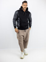 Φούτερ Καπιτονέ Regular Fit & Κουκούλα Μαύρο