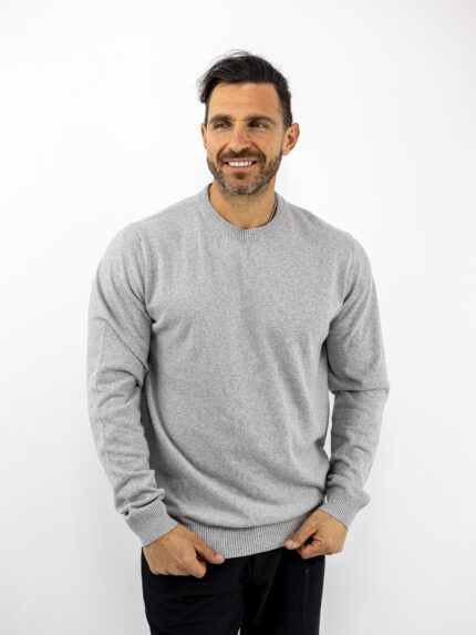 Μπλούζα Regular Fit Πλεκτή Μονόχρωμη Γκρί Ανοιχτό