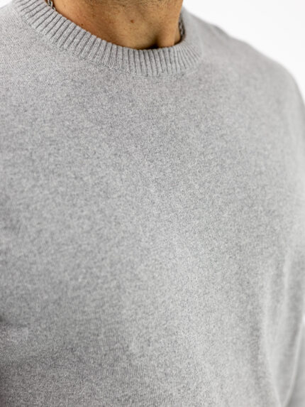 Μπλούζα Regular Fit Πλεκτή Μονόχρωμη Γκρί Ανοιχτό