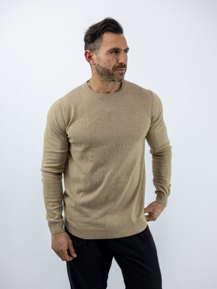 Μπλούζα Regular Fit Πλεκτή Μονόχρωμη Μπέζ