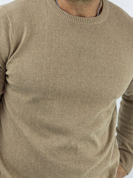 Μπλούζα Regular Fit Πλεκτή Μονόχρωμη Μπέζ