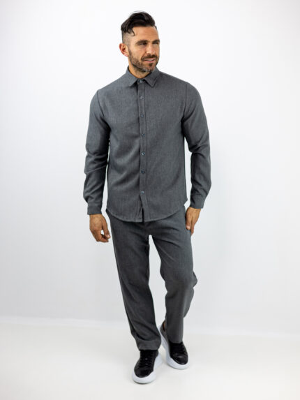 Παντελόνι Jogger Loose Fit & Πουκάμισο Regular Fit Γκρί