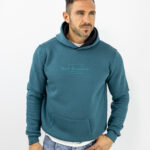 Φούτερ Regular Fit Cool Beginning & Κουκούλα Πετρόλ