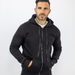 Zακέτα Φούτερ Κλασσική & Κουκούλα Μαύρη