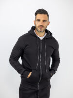 Zακέτα Φούτερ Κλασσική & Κουκούλα Μαύρη