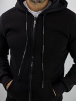 Zακέτα Φούτερ Κλασσική & Κουκούλα Μαύρη