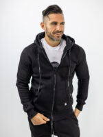 Zακέτα Φούτερ Κλασσική & Κουκούλα Μαύρη