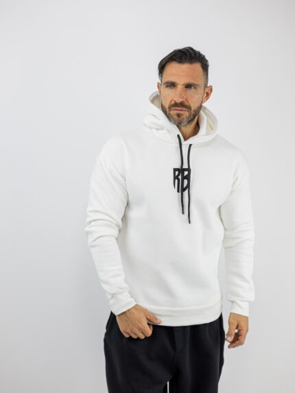 Φούτερ Με Κουκούλα & Στάμπα Πίσω Λευκή