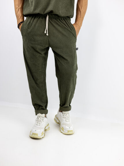 Παντελόνι Jogger Loose Fit Κοτλέ Λαδί