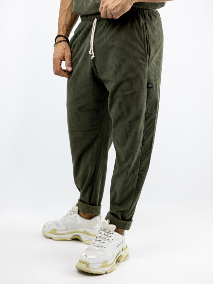 Παντελόνι Jogger Loose Fit Κοτλέ Λαδί