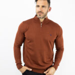 Μπλούζα Slim Fit Πλεκτή & Φερμουάρ Κεραμυδί