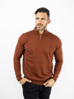 Μπλούζα Slim Fit Πλεκτή & Φερμουάρ Κεραμυδί