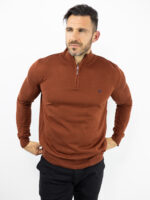 Μπλούζα Slim Fit Πλεκτή & Φερμουάρ Κεραμυδί