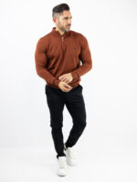 Μπλούζα Slim Fit Πλεκτή & Φερμουάρ Κεραμυδί