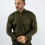 Μπλούζα Slim Fit Πλεκτή & Φερμουάρ Λαδί