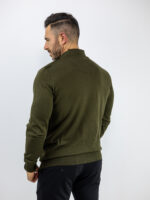 Μπλούζα Slim Fit Πλεκτή & Φερμουάρ Λαδί