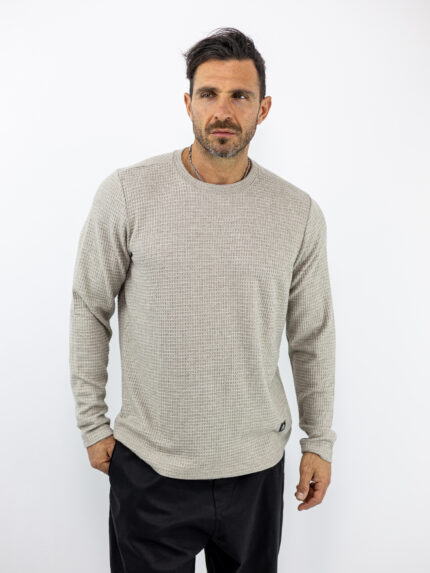 Μπλούζα Βάφλα Regular Fit Μπέζ