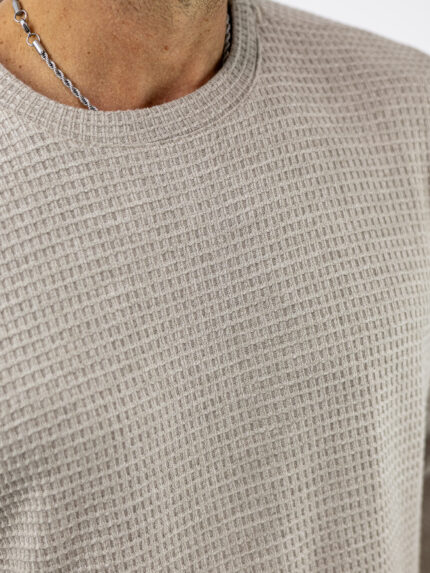 Μπλούζα Βάφλα Regular Fit Μπέζ