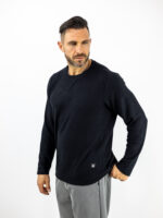 Μπλούζα Βάφλα Regular Fit Μαύρη