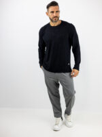 Μπλούζα Βάφλα Regular Fit Μαύρη