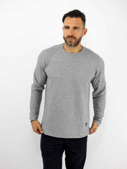 Μπλούζα Βάφλα Regular Fit Γκρί