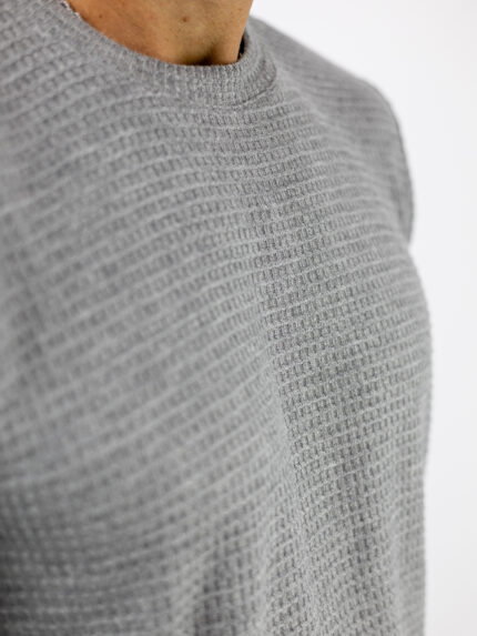 Μπλούζα Βάφλα Regular Fit Γκρί