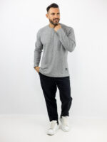Μπλούζα Βάφλα Regular Fit Γκρί