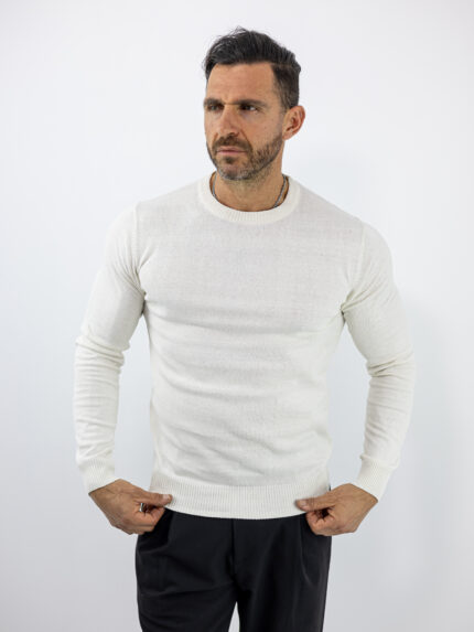 Μπλούζα Regular Fit Πλεκτή Μονόχρωμη Λευκή