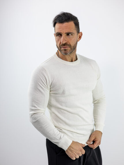 Μπλούζα Regular Fit Πλεκτή Μονόχρωμη Λευκή