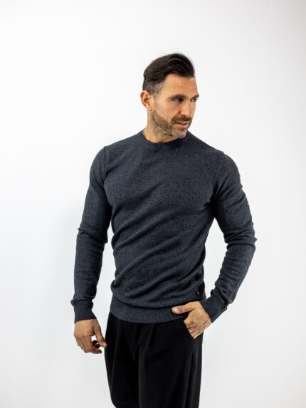 Μπλούζα Regular Fit Πλεκτή Μονόχρωμη Γκρί