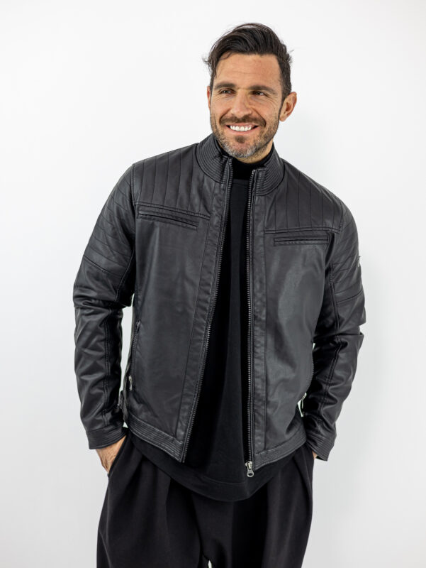 Μπουφάν Δερματίνης Regular Fit Μαύρο